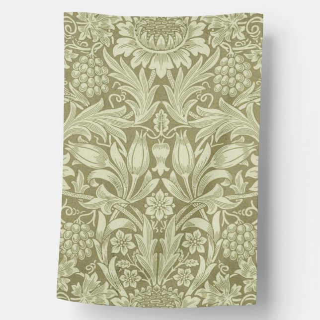 William Morris Sunflower Green Flower  House Flag (Front)