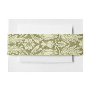 William Morris Sunflower Green Flower Invitation Belly Band