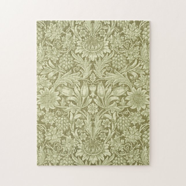 William Morris Sunflower Green Flower  Jigsaw Puzzle (Vertical)