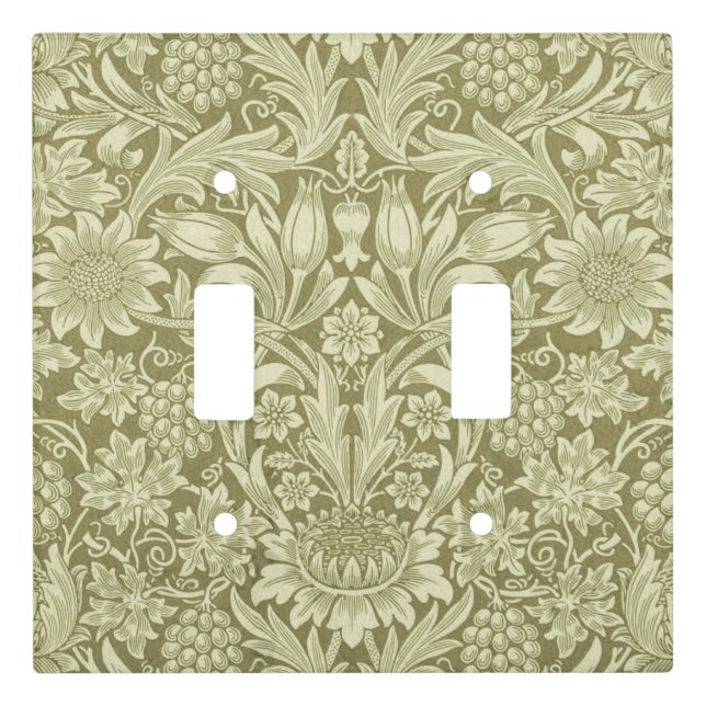 William Morris Sunflower Green Flower  Light Switch Cover (Front)