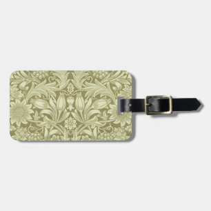 William Morris Sunflower Green Flower  Luggage Tag