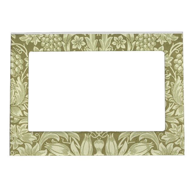 William Morris Sunflower Green Flower  Magnetic Frame (Front)