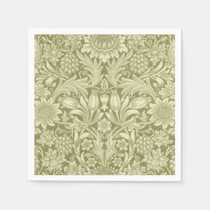 William Morris Sunflower Green Flower Napkins