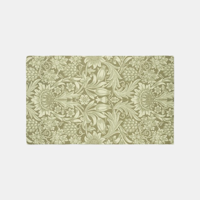 William Morris Sunflower Green Flower  Outdoor Rug (Front)