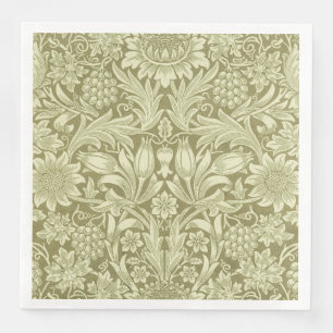 William Morris Sunflower Green Flower  Paper Dinner Napkins