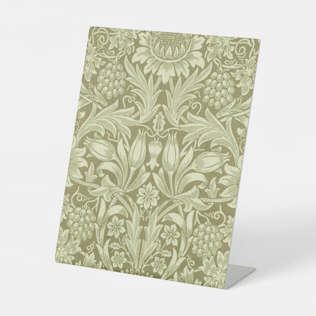 William Morris Sunflower Green Flower  Pedestal Sign (Front)