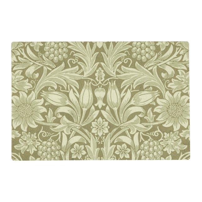 William Morris Sunflower Green Flower  Placemat (Front)