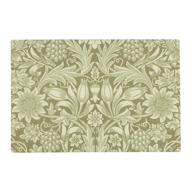 William Morris Sunflower Green Flower  Placemat (Front)