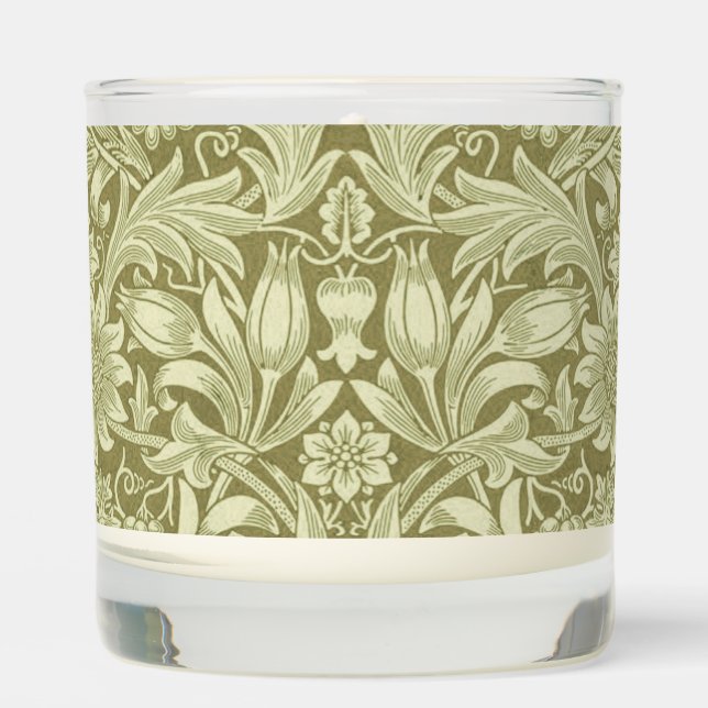 William Morris Sunflower Green Flower  Scented Candle (Front)