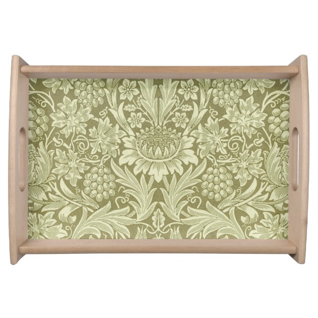 William Morris Sunflower Green Flower  Serving Tray (Front)