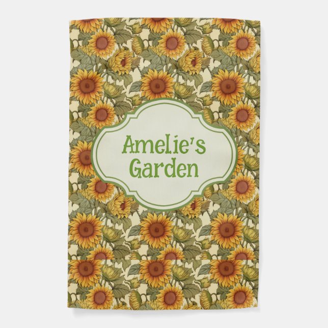 William Morris Sunflower Personalized Garden Flag (Front)