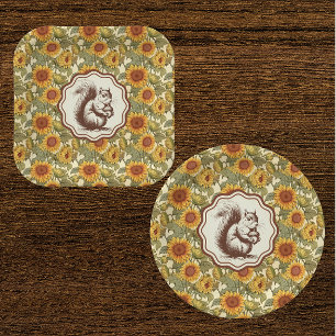 William Morris Sunflower Squirrel Paper Plates