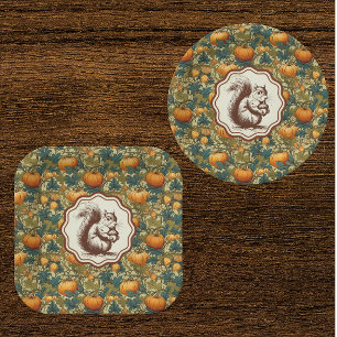 William Morris Sunflower Squirrel  Paper Plates