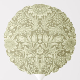 William Morris Sunflower Vintage Olive Damask Balloon