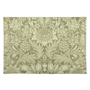 William Morris Sunflower Vintage Olive Damask Cloth Placemat