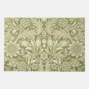 William Morris Sunflower Vintage Olive Damask Doormat