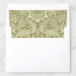 William Morris Sunflower Vintage Olive Damask Envelope Liner