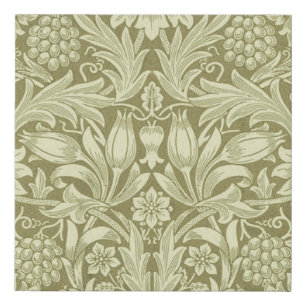 William Morris Sunflower Vintage Olive Damask Faux Canvas Print