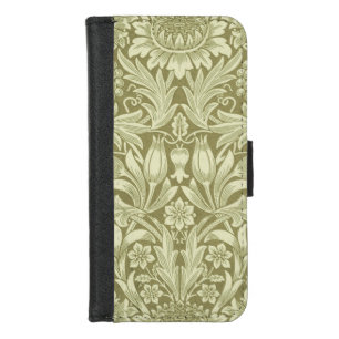 William Morris Sunflower Vintage Olive Damask iPhone 8/7 Wallet Case