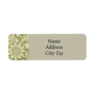 William Morris Sunflower Vintage Olive Damask Label