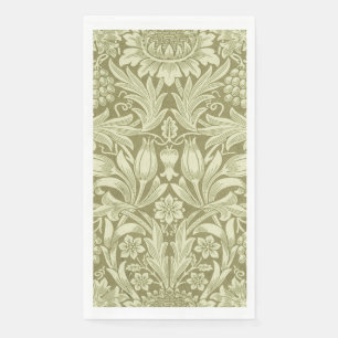 William Morris Sunflower Vintage Olive Damask Paper Guest Towels