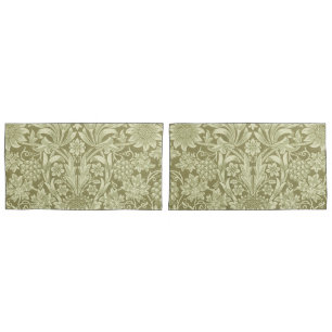 William Morris Sunflower Vintage Olive Damask Pillow Case