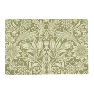 William Morris Sunflower Vintage Olive Damask Placemat