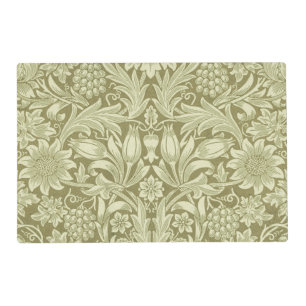 William Morris Sunflower Vintage Olive Damask Placemat