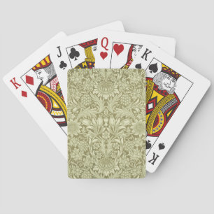 William Morris Sunflower Vintage Olive Damask Poker Cards