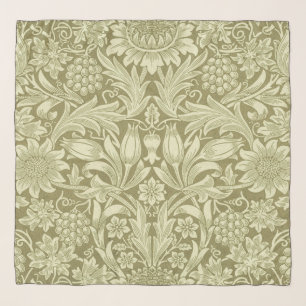 William Morris Sunflower Vintage Olive Damask Scarf