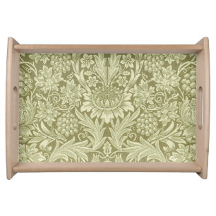 William Morris Sunflower Vintage Olive Damask Serving Tray