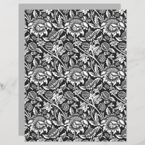 William Morris Sunflowers Black White and Gray