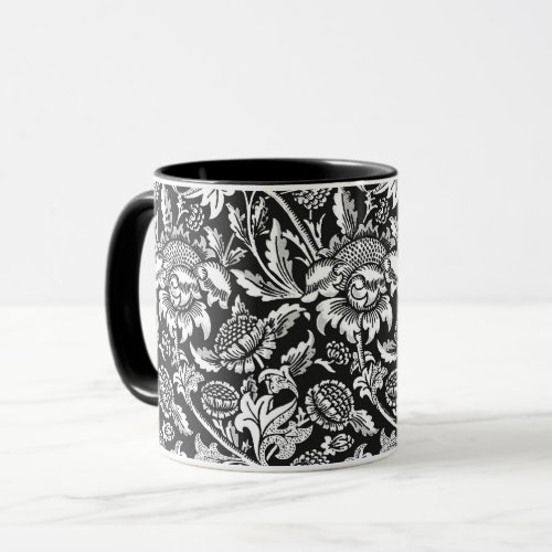William Morris Sunflowers Black White and Gray Mug