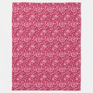 William Morris Sunflowers, Burgundy and Pink Fleece Blanket