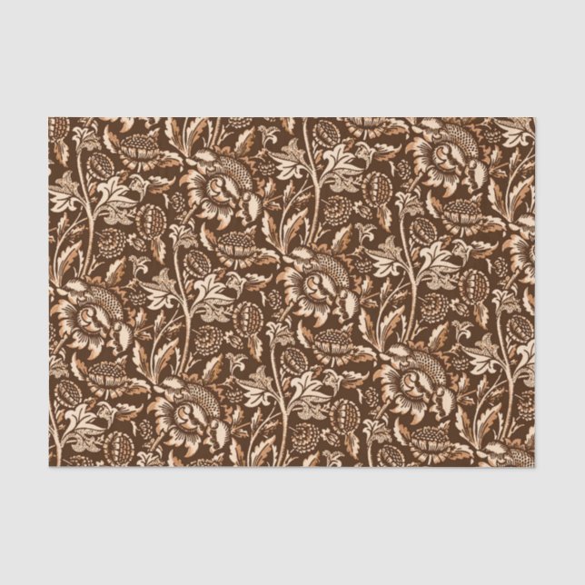William Morris Sunflowers, Chocolate Brown & Beige Tissue Paper (Front)