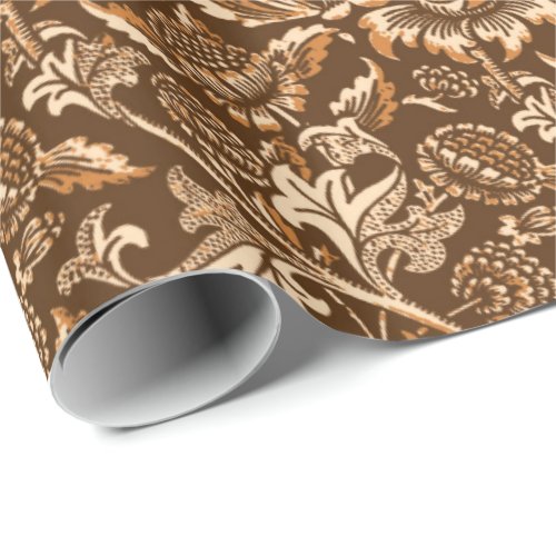 William Morris Sunflowers Chocolate Brown  Beige Wrapping Paper