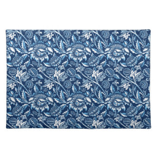 William Morris Sunflowers, Dark Blue and White Cloth Placemat