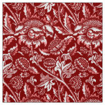 William Morris Sunflowers, Deep Red and White Fabric