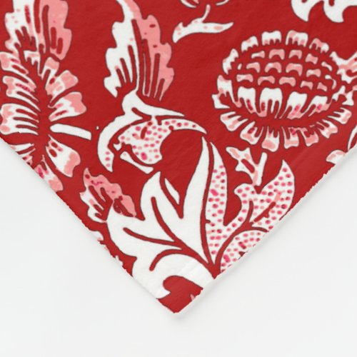 William Morris Sunflowers Deep Red and White Fleece Blanket