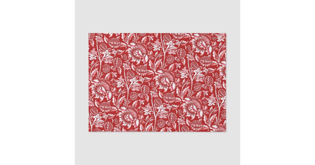 William Morris Sunflowers, Deep Red and White Tissue Paper | Zazzle
