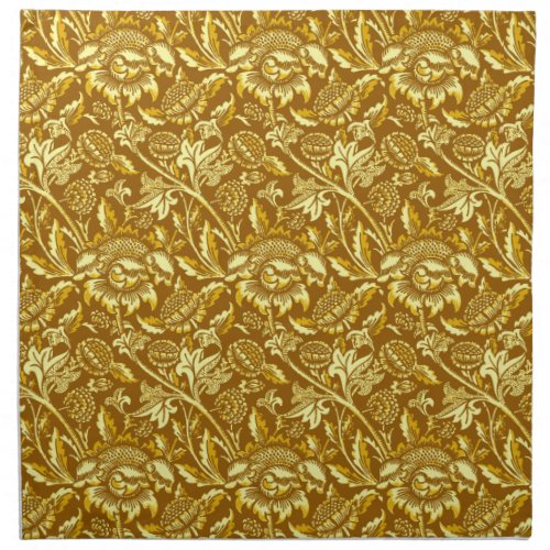 William Morris Sunflowers Mustard Gold  Yellow Cloth Napkin