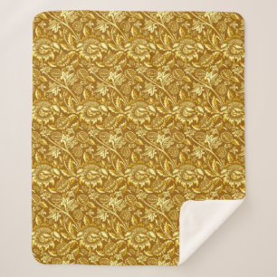 William Morris Sunflowers, Mustard Gold & Yellow Sherpa Blanket