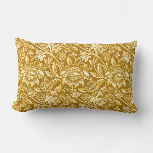 William Morris Sunflowers Mustard Yellow  Gold Lumbar Pillow