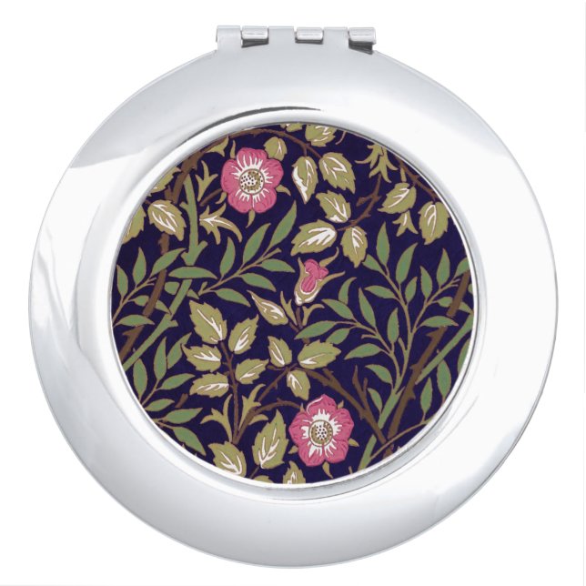 William Morris Sweet Briar Floral Art Nouveau Compact Mirror (Front)