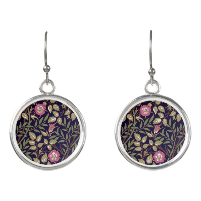 William Morris Sweet Briar Floral Art Nouveau Earrings (Front)
