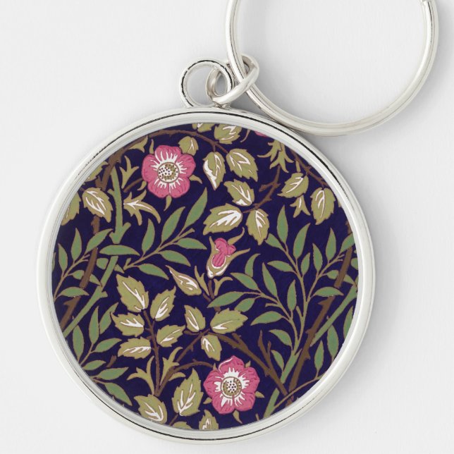 William Morris Sweet Briar Floral Art Nouveau Keychain (Front)