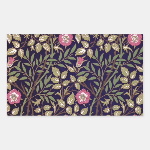 William Morris Sweet Briar Floral Art Nouveau Rectangular Sticker