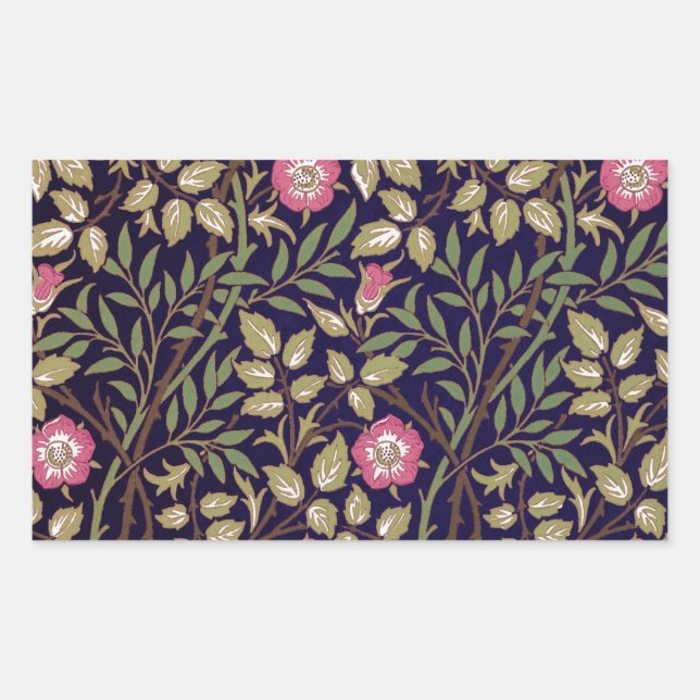 William Morris Sweet Briar Floral Art Nouveau Rectangular Sticker (Front)