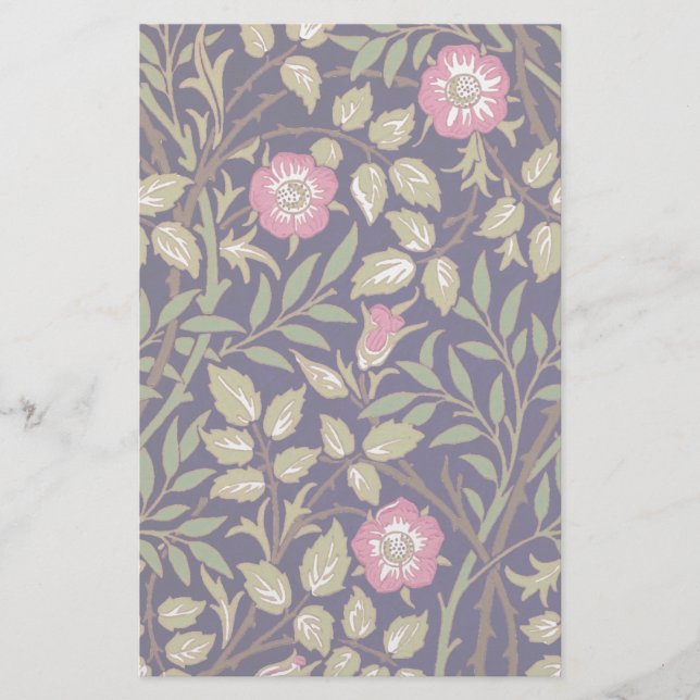 William Morris Sweet Briar Floral Art Nouveau Stationery (Front)