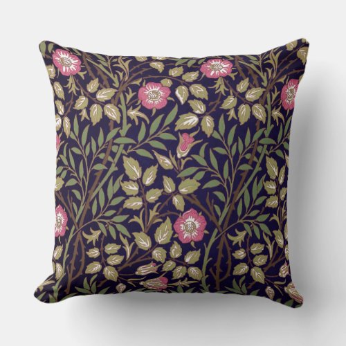 William Morris Sweet Briar Floral Art Nouveau Throw Pillow